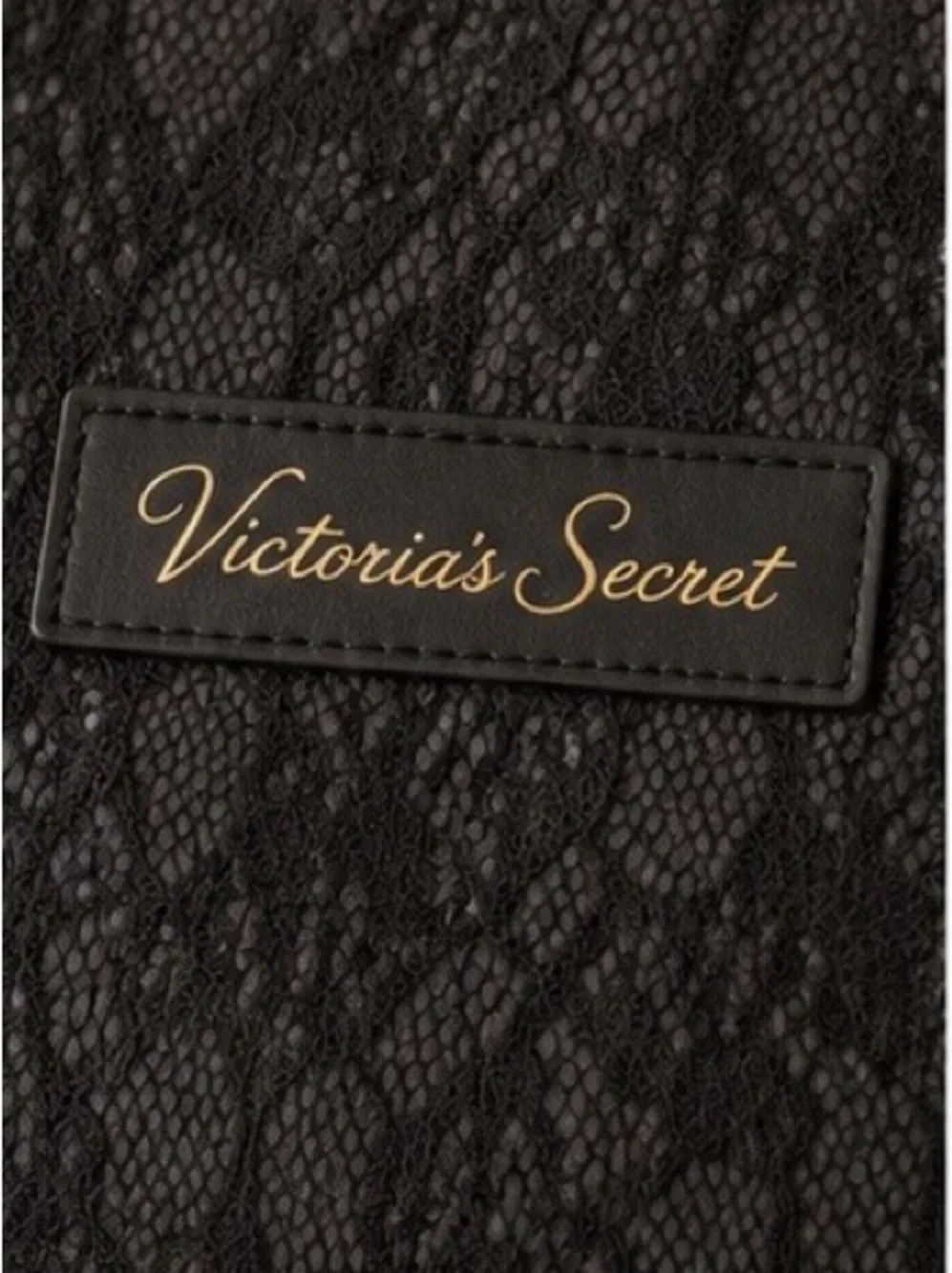 Victoria’s Secret Black Lace Tote Travel Bag Pink Lining Large